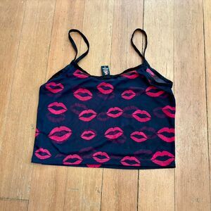 She Devil 90s/y2k Mesh Tank Top with Red Lips